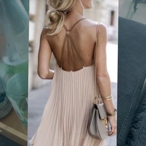 BCBG MaxAzria Tan Linen Dress w/ Faux Leather